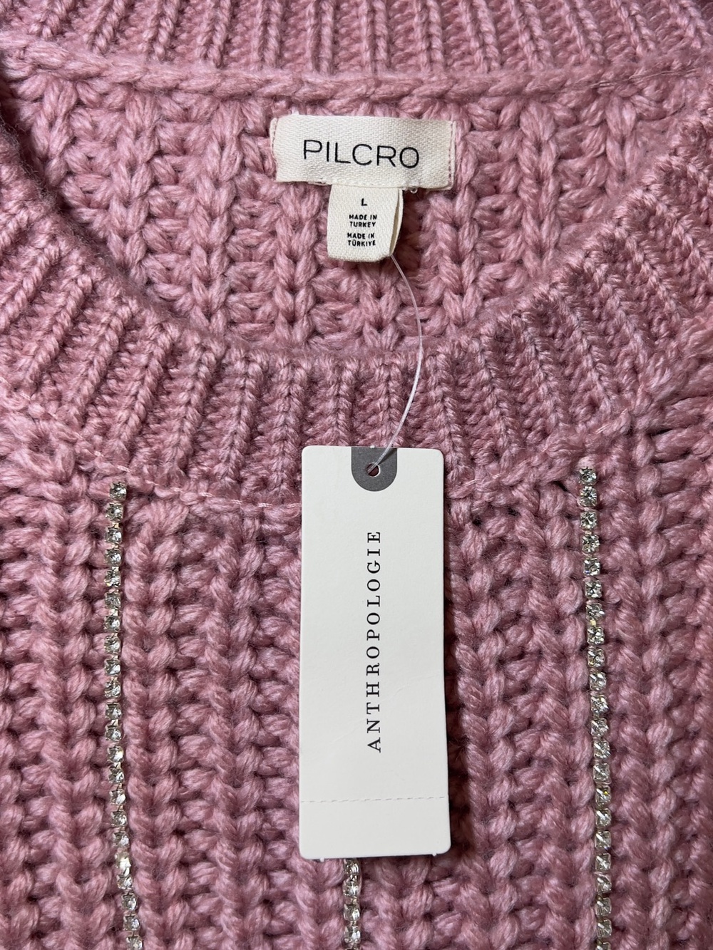 NWT Anthropologie Pilcro Metallic Sweater Vest Pink L. MSRP $118 - Picture 7 of 9